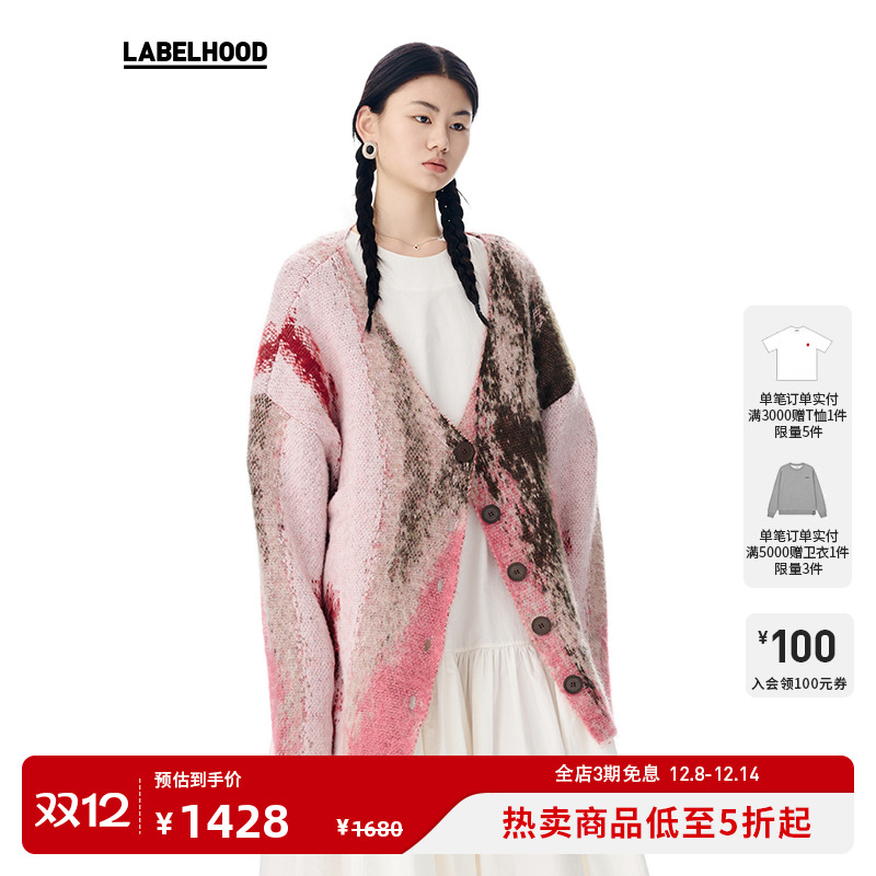 印花针织LABELHOOD中长款开衫