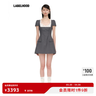 连衣裙百搭春夏气质女裙子 蕾虎甜美千金木耳边短袖 SHUSHUTONG