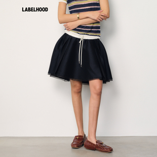 女装 蕾虎黑色不规则压褶挺括半裙2025秋冬新款 LIN 裙子 JUNWEI