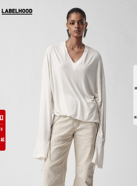 【SALE】【Liegee】蕾虎设计感高级V领宽松T恤打底装长袖上衣女