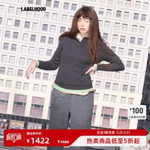 女装 蕾虎撞色拼接假两件针织打底2026春夏新款 LIN 上衣 JUNWEI