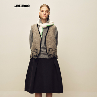 【MARCHEN】蕾虎百搭秋冬新品雪绒花马甲外套时尚设计感无领女装