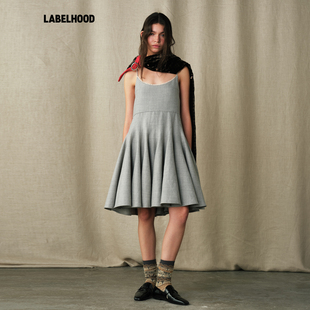 【MARCHEN】蕾虎简约休闲百搭设计师秋冬瀑布吊带连衣裙女裙装