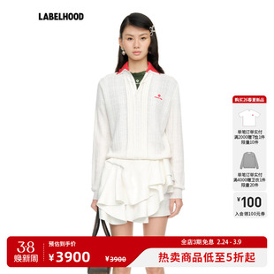 【SHUSHUTONG】蕾虎撞色领套头针织上衣2026春夏新款女装针织衫