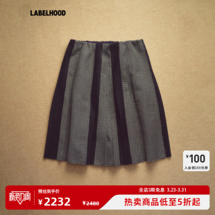 女装 蕾虎羊毛混纺不规则百褶半裙2026春夏新款 LIN 裙子 JUNWEI