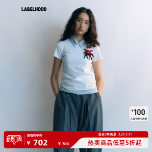 蕾虎简约盘扣蝴蝶结装 YES 饰T恤2026春夏新款 女装 上衣 短袖