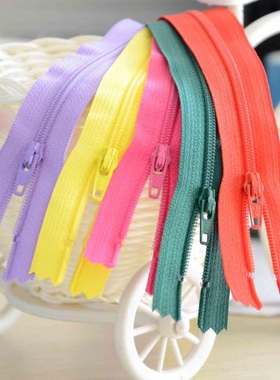 紫色红色绿色55cmYKK拉链3号尼龙闭口裙子被套枕套拉锁练80cm玫红