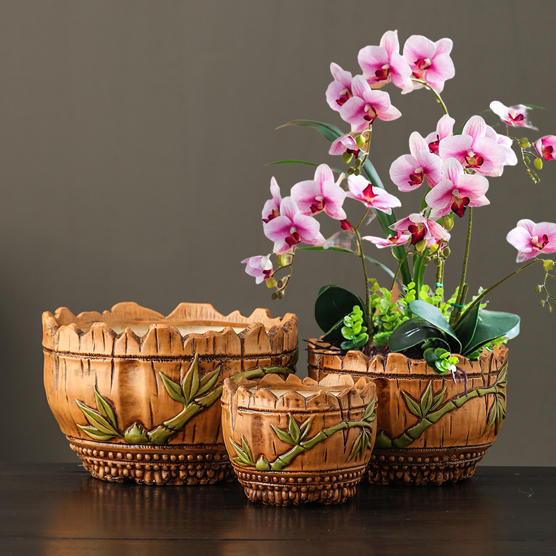 特价清仓花盆陶瓷送托盘大号特大号吊兰蝴蝶兰绿植树桩多肉花盆