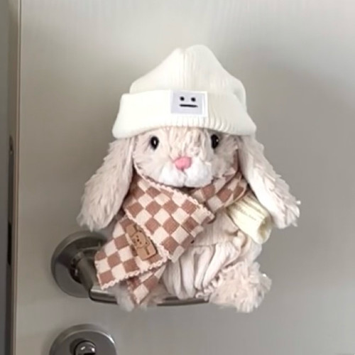 小红书同款甜美小兔毛线帽子围巾