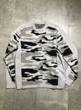 正Gu*ess 迷彩灰色拼接针织衫线衣 直接拍付/收货退运