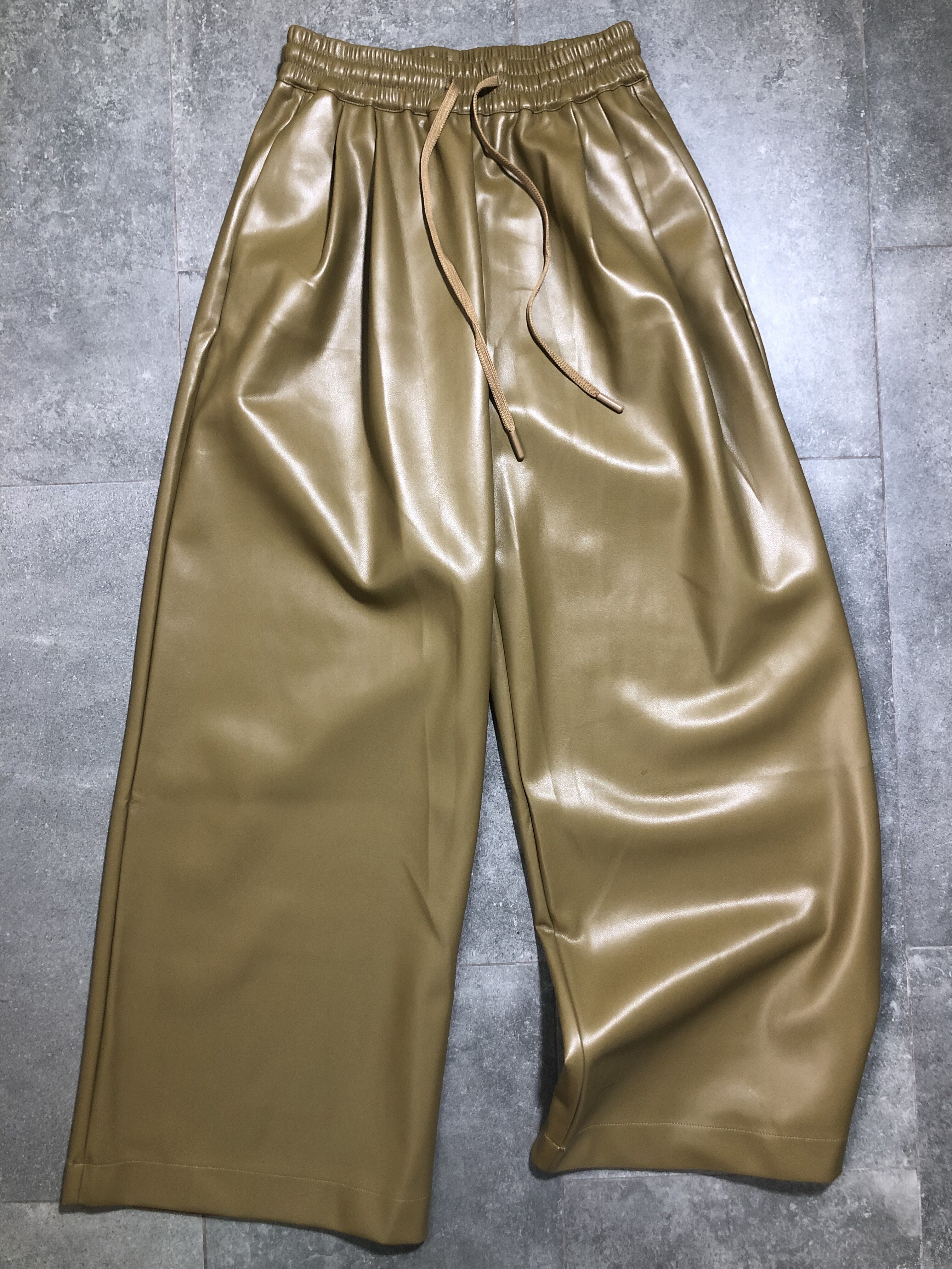 专柜 百搭皮质休闲宽腿裤 裤型好 （直接拍付/收货退运）