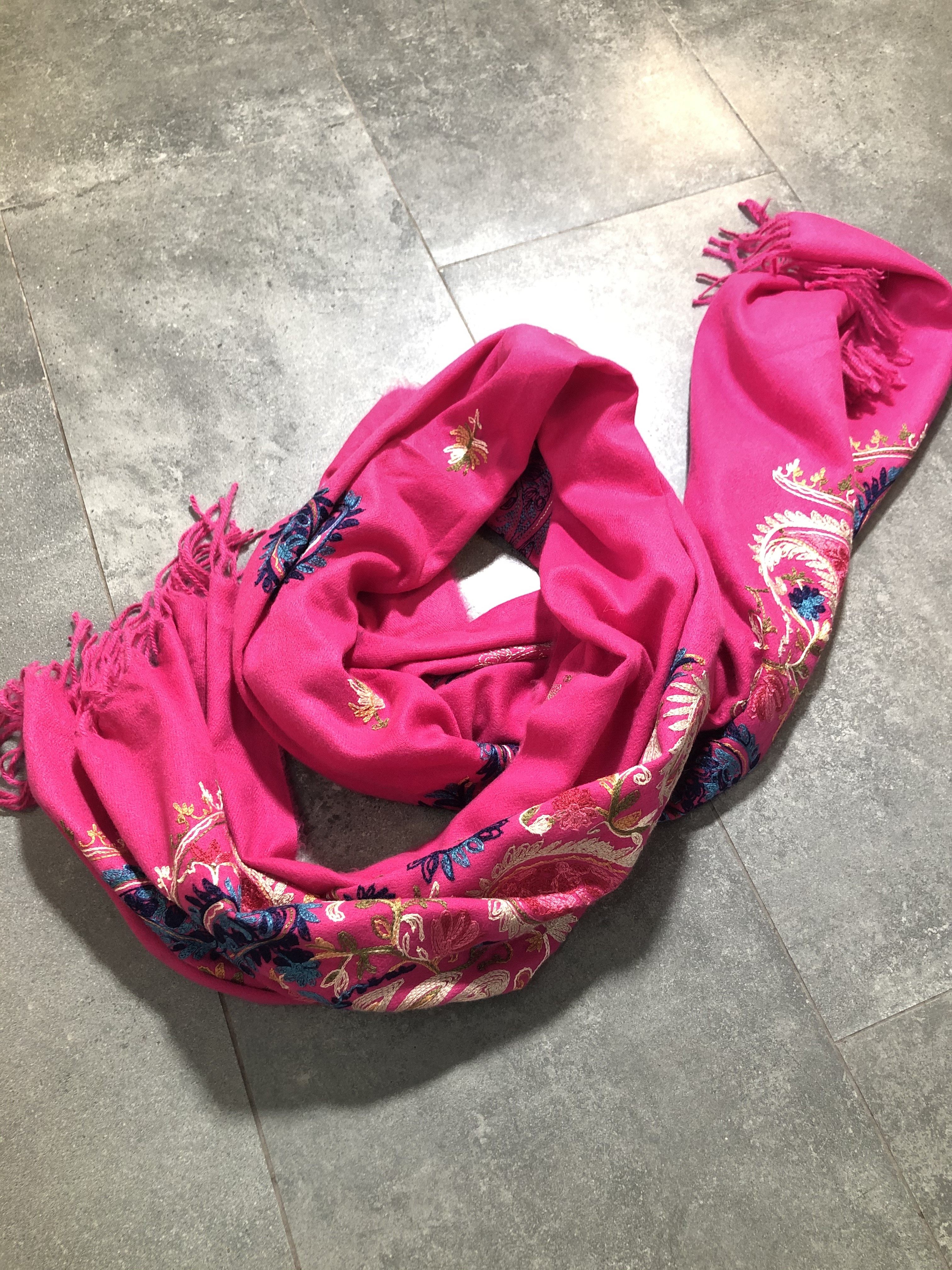 重工刺绣羊毛羊绒围巾 瑕疵清 原299（直接拍付/收货退运）