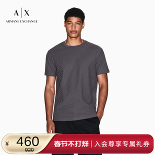 ARMANI EXCHANGE/阿玛尼秋冬新款男纯棉字母提花短袖T恤上衣内搭
