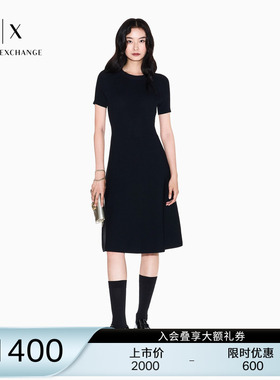 ARMANI EXCHANGE/阿玛尼26年夏季新款女士圆领短袖针织连衣裙官方