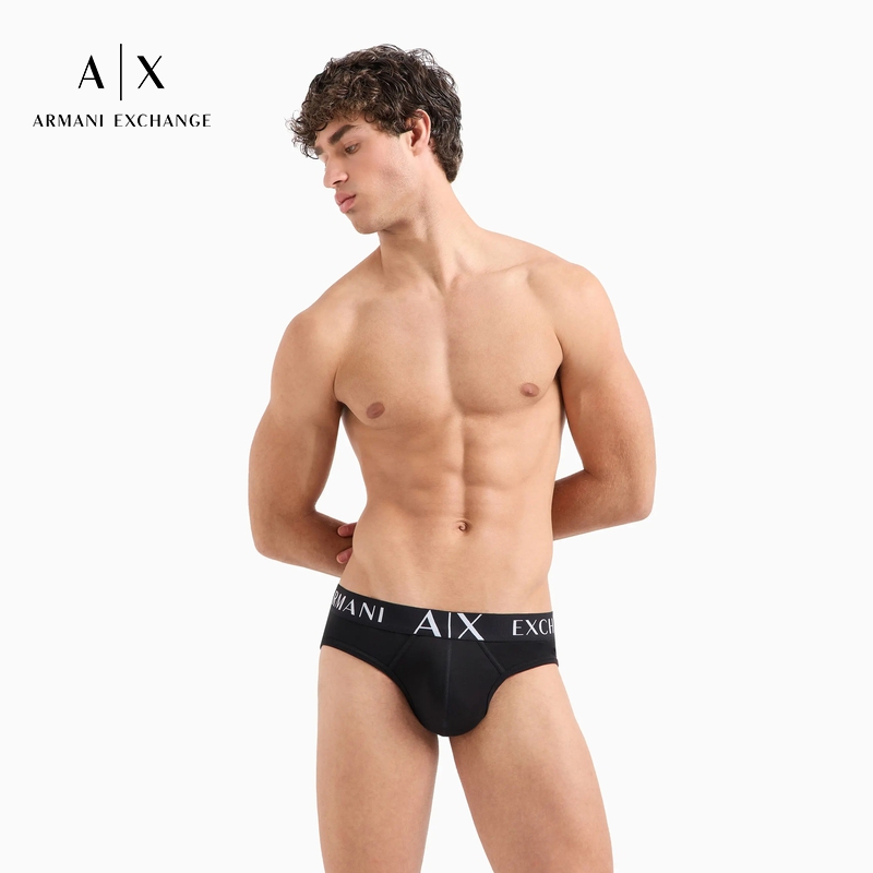 阿玛尼男士纯棉弹力撞色三角内裤