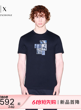 ARMANI EXCHANGE/阿玛尼26春夏新款男士圆领短袖正肩印花纯棉T恤