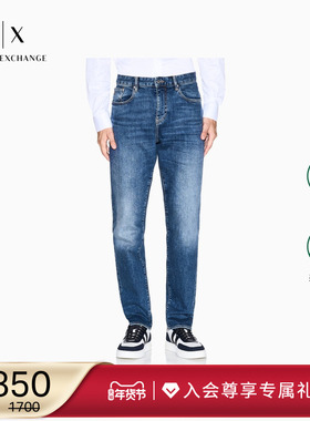 ARMANI EXCHANGE/阿玛尼秋冬新款男纯棉直筒复古水洗休闲牛仔长裤