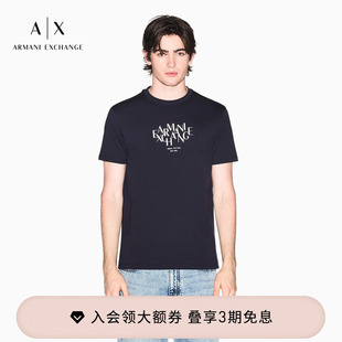 男士 ARMANI EXCHANGE 阿玛尼26春夏新款 正肩印花纯棉T恤 圆领短袖