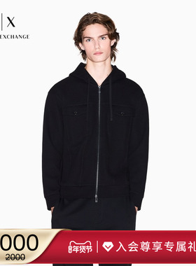 ARMANI EXCHANGE/阿玛尼冬季新款男拉链开衫连帽运动卫衣夹克外套