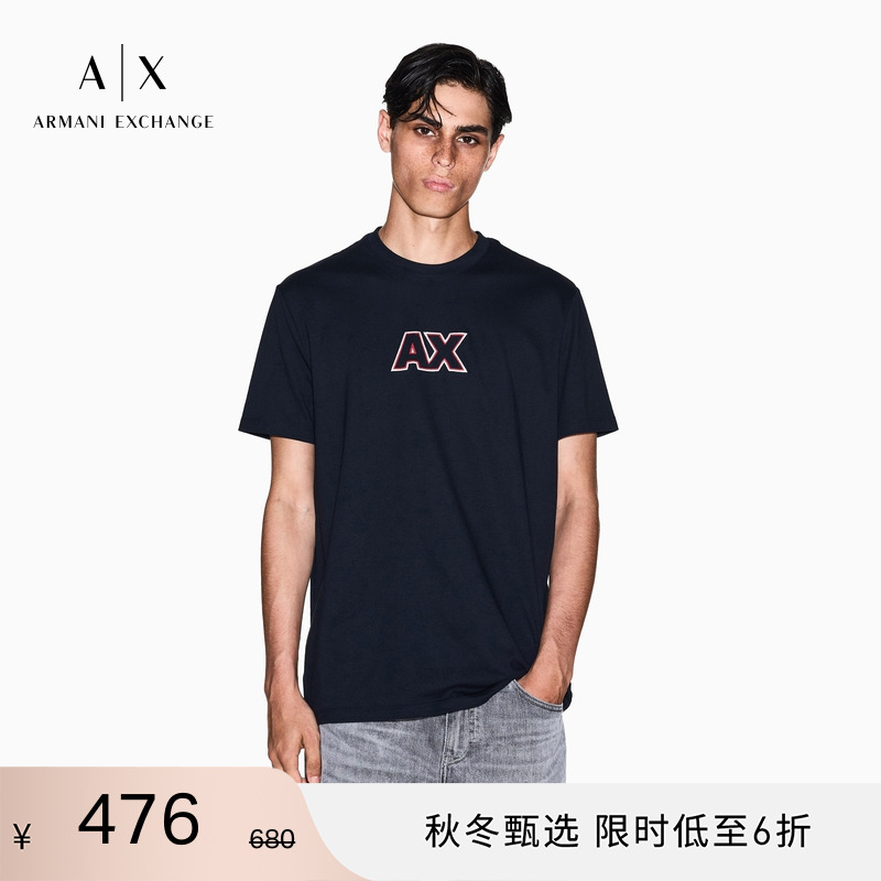 AX/阿玛尼男士纯棉圆领短袖T恤