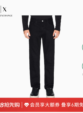 ARMANI EXCHANGE/阿玛尼春夏男士修身休闲黑色低腰薄牛仔裤长裤