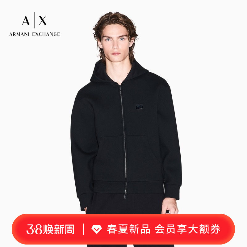 ARMANI EXCHANGE/阿玛尼冬季新款男拉链开衫连帽卫衣运动夹克外套