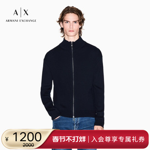 ARMANI EXCHANGE/阿玛尼冬季新款男士羊毛老钱风针织毛衣开衫外套