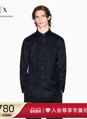 ARMANI EXCHANGE/阿玛尼冬新款男印花人夫感纯棉长袖西装衬衫上衣