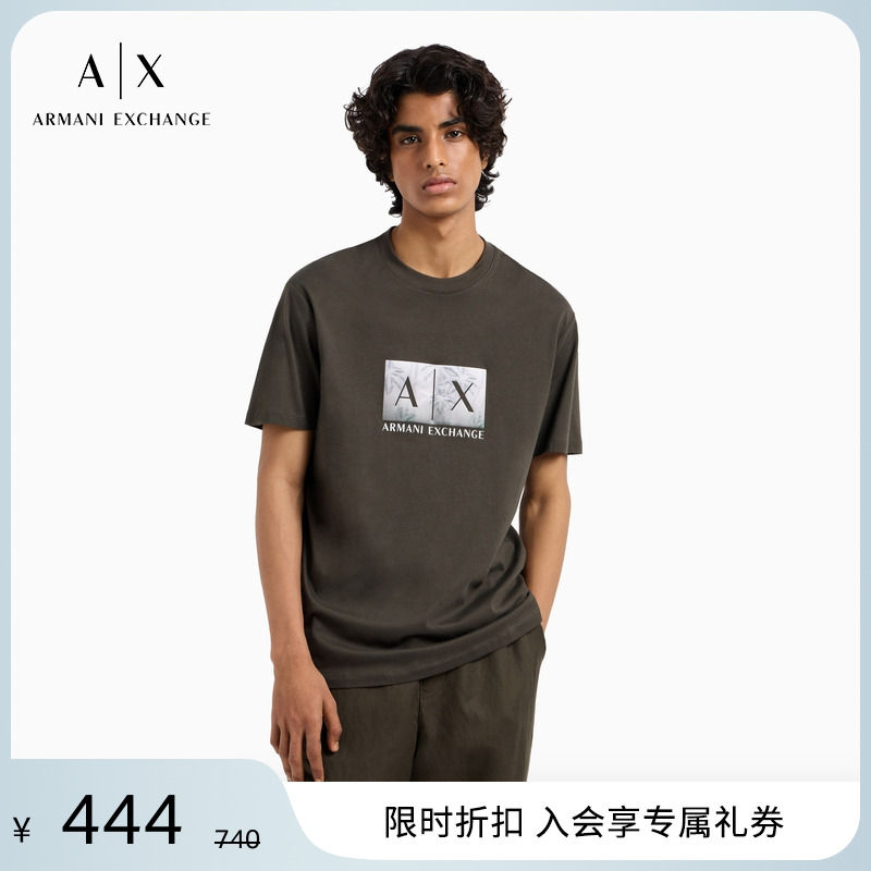 AX/阿玛尼男士全棉圆领短袖T恤