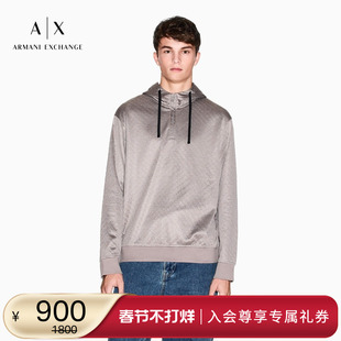 ARMANI EXCHANGE/阿玛尼冬新款男新年连帽半拉链套头运动印花卫衣