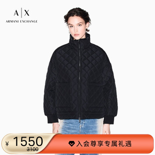 新款 阿玛尼冬季 女立领绗缝廓形飞行夹克棉服外套 EXCHANGE ARMANI