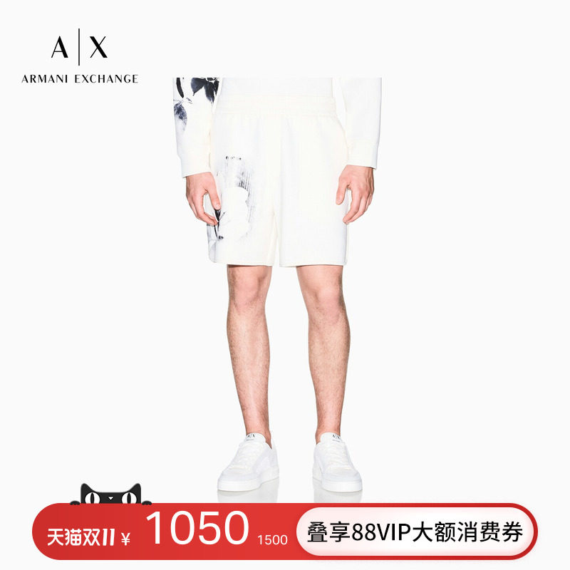 ARMANI EXCHANGE/阿玛尼秋冬新款男士微弹直筒花卉印花松弛感短裤
