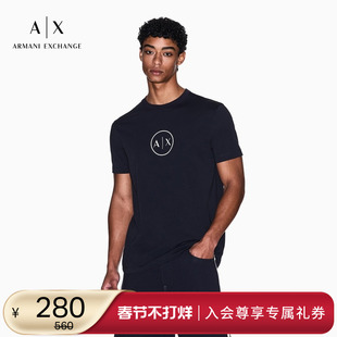 ARMANI EXCHANGE/阿玛尼秋冬新款男纯棉圆领短袖印花T恤上衣内搭