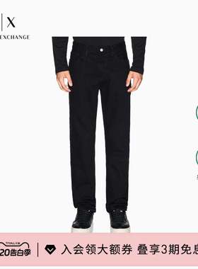 ARMANI EXCHANGE/阿玛尼春夏男士修身休闲黑色低腰薄牛仔裤长裤