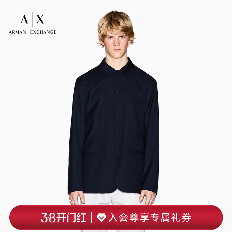 ARMANI EXCHANGE/阿玛尼冬季新款男士单排扣衬衫领西装外套官方