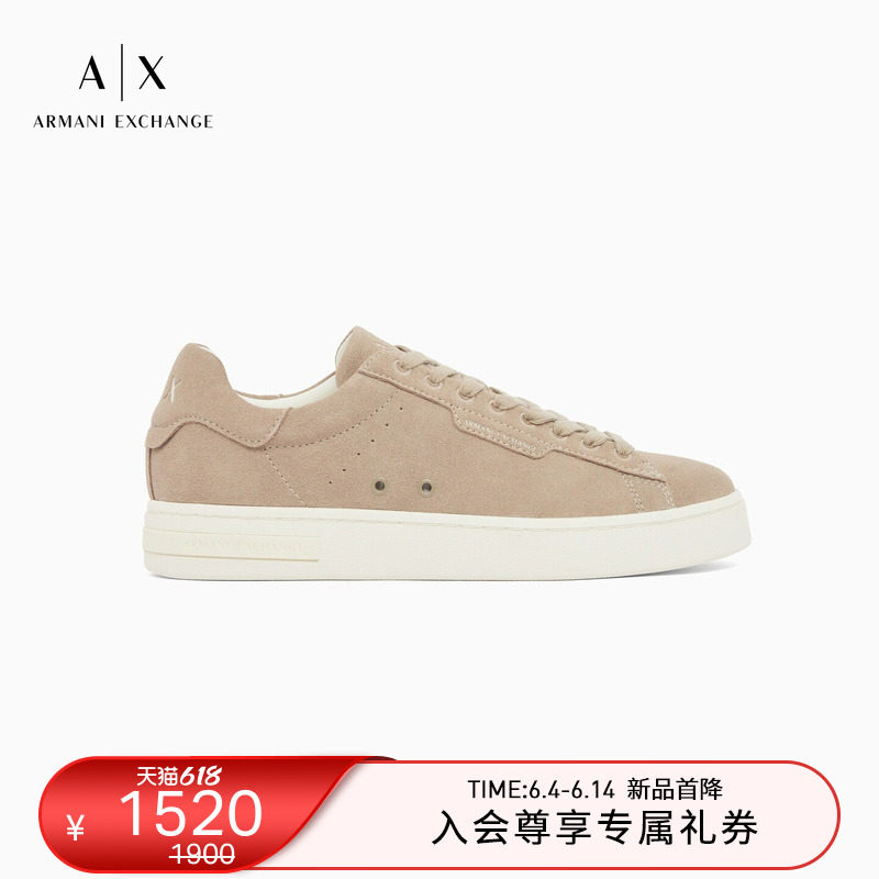 ARMANI EXCHANGE/阿玛尼春夏新款男绒面革低帮撞色标识运动鞋板鞋