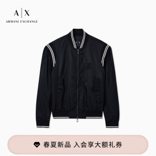 男士 阿玛尼春夏新款 棒球领拉链撞色刺绣棉服外套 EXCHANGE ARMANI