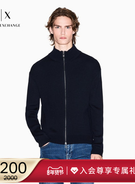 ARMANI EXCHANGE/阿玛尼冬季新款男士羊毛老钱风针织毛衣开衫外套