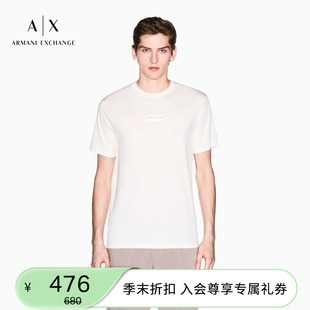ARMANI EXCHANGE/阿玛尼春夏新款男士圆领短袖正肩纯棉老钱风T恤