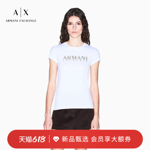 AX/阿玛尼女士修身圆领短袖T恤