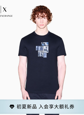 ARMANI EXCHANGE/阿玛尼26春夏新款男士圆领短袖正肩印花纯棉T恤