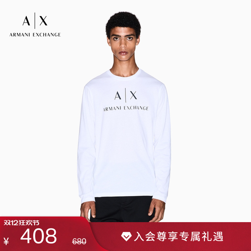 AX/阿玛尼男士纯棉正肩长袖T恤