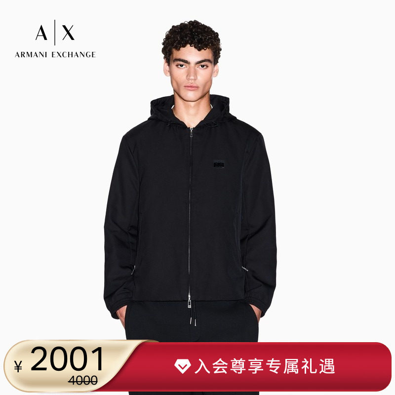 AX/阿玛尼男士连帽拉链门襟棉服
