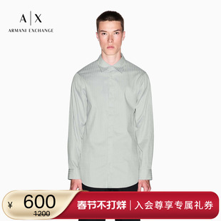 ARMANI EXCHANGE/阿玛尼冬新款男纯棉条纹长袖人夫感西装衬衫上衣