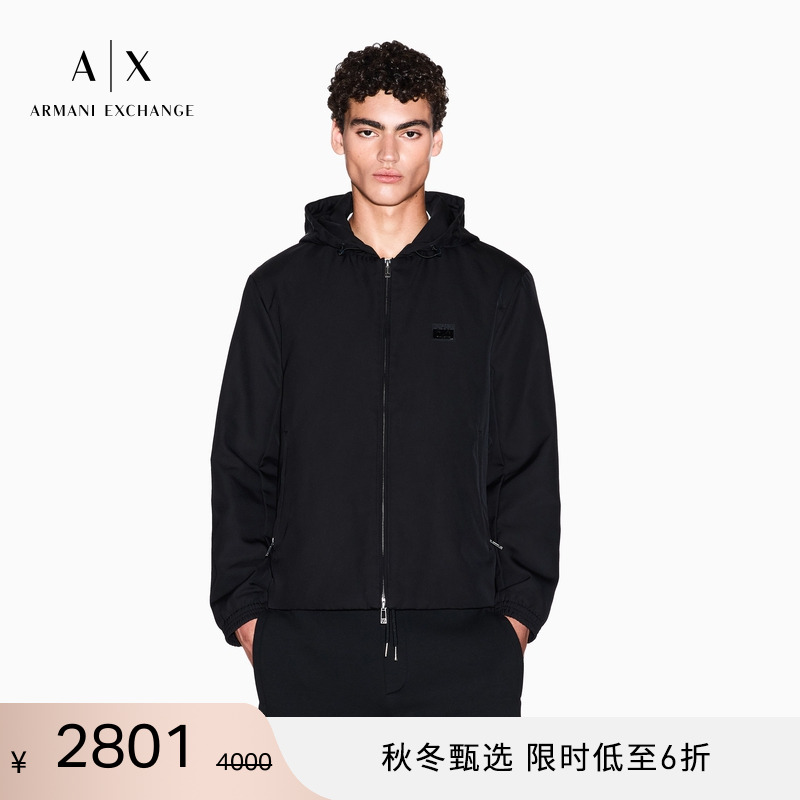 AX/阿玛尼男士连帽拉链门襟棉服