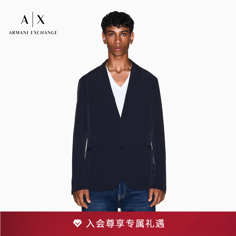 ARMANI EXCHANGE/阿玛尼秋冬男士平驳领单排扣商务休闲西装外套