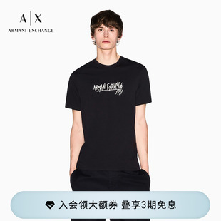 ARMANI EXCHANGE/阿玛尼26春夏新款男士圆领短袖正肩印花纯棉T恤