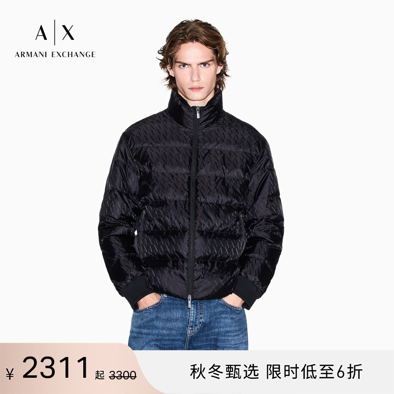 AX/阿玛尼男士立领满印羽绒服