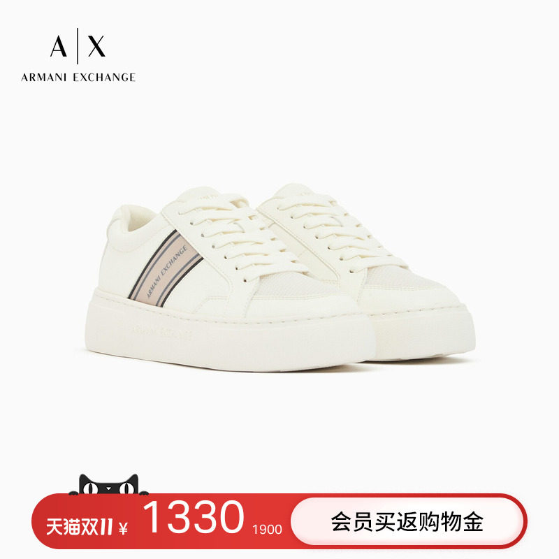 ARMANI EXCHANGE/阿玛尼秋冬新款女系带低帮网布拼接运动休闲板鞋