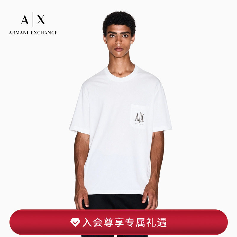 ARMANI EXCHANGE/阿玛尼春夏男女情侣款纯棉宽松短袖T恤上衣内搭